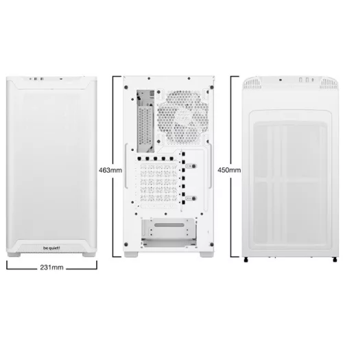 Be Quiet! Számítógépház - Pure Base 501 LX White (ATX, edzett üveg oldallap, fehér)