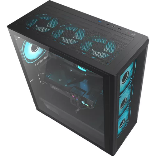 Formula Számítógépház - AirPower G5 Plus Black (fekete, ablakos, 4x12cm venti, EATX, 2xUSB3.0, 1xType-C)