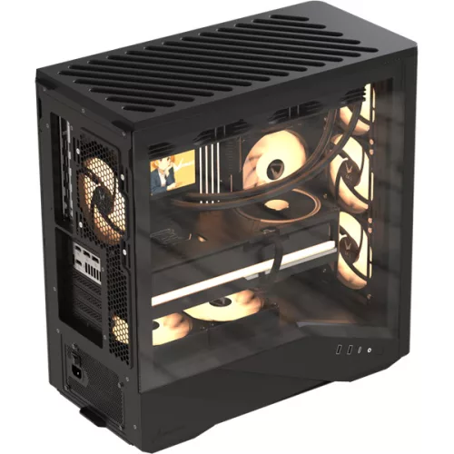 Formula Számítógépház - Air Power G9 Duo PA Black (fekete, ablakos, 4x12cm venti, EATX, 2xUSB3.0, 1xType-C)
