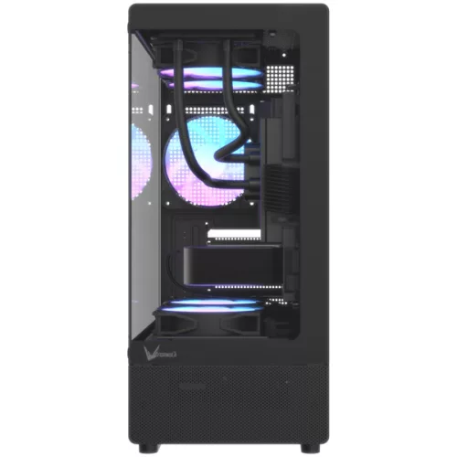 Formula Számítógépház - Crystal Z1CM Plus Black AR V2 (fekete, ablakos, mATX,3x12 cm venti,1xUSB2.0, 1xUSB3.0, 1xType-C)