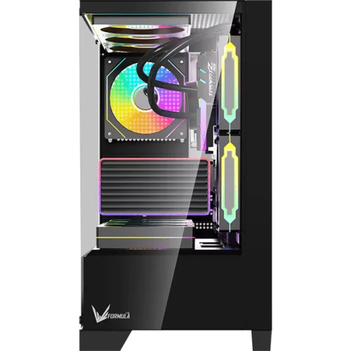 Formula Számítógépház - Crystal Z1M Black (fekete, ablakos, mATX, 1xUSB3.0, 1xUSB2.0)