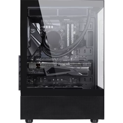 Formula Számítógépház - Crystal Z1+ Black (fekete, ablakos, 3x12cm venti, ATX, 1xUSB3.0, 1xUSB2.0)