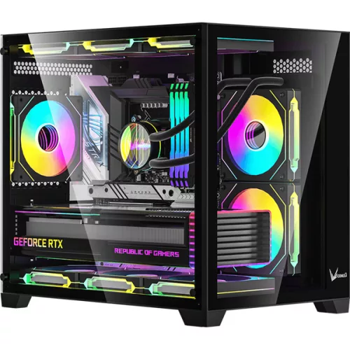 Formula Számítógépház - Crystal Z5 Black (fekete, ablakos, 1x12cm venti, mATX , 1xUSB3.0, 1xUSB2.0, 1xType-C)