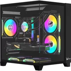   Formula Számítógépház - Crystal Z9M Floe Black (fekete, ablakos, 5x12cm venti, mATX, 1xUSB3.0, 1xType-C)