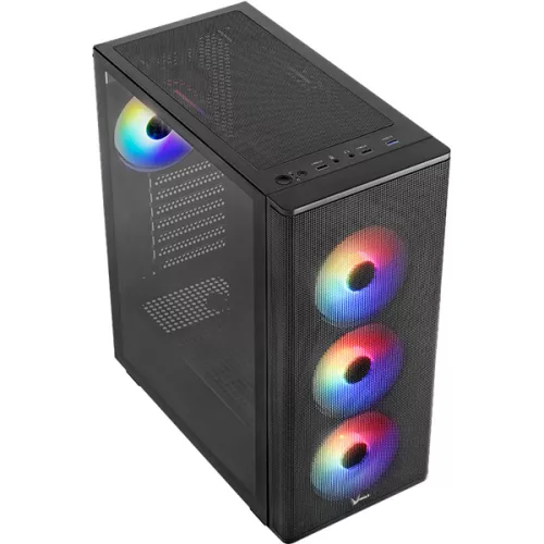 Formula Számítógépház - FG-06 AR (fekete, ablakos, 4x12cm ARGB venti, mATX, 1xUSB3.0, 2xUSB2.0)