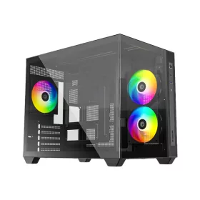   ID-Cooling Számítógépház - VIEW 500 ARGB (ablakos, 3x12cm A-RGB, BTF, mATX, 1xUSB3.0, 1xUSB2.0, fekete)