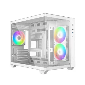  ID-Cooling Számítógépház - VIEW 500 ARGB WH (ablakos, 3x12cm A-RGB, BTF, mATX, 1xUSB3.0, 1xUSB2.0, fehér)