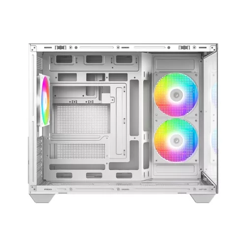 ID-Cooling Számítógépház - VIEW 500 ARGB WH (ablakos, 3x12cm A-RGB, BTF, mATX, 1xUSB3.0, 1xUSB2.0, fehér)