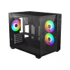 ID-Cooling Számítógépház - VIEW 500 ARGB (ablakos, 3x12cm A-RGB, BTF, mATX, 1xUSB3.0, 1xUSB2.0, fekete)