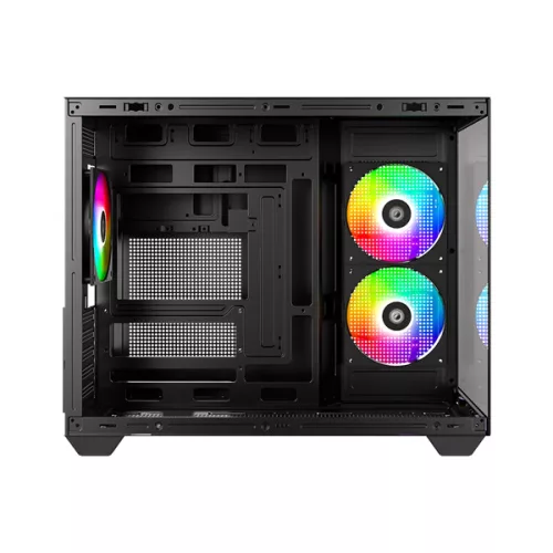 ID-Cooling Számítógépház - VIEW 500 ARGB (ablakos, 3x12cm A-RGB, BTF, mATX, 1xUSB3.0, 1xUSB2.0, fekete)