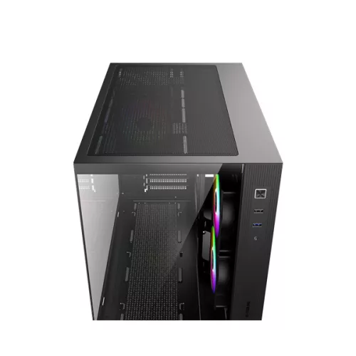 ID-Cooling Számítógépház - VIEW 500 ARGB (ablakos, 3x12cm A-RGB, BTF, mATX, 1xUSB3.0, 1xUSB2.0, fekete)