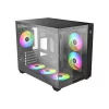 ID-Cooling Számítógépház - VIEW 500 ARGB (ablakos, 3x12cm A-RGB, BTF, mATX, 1xUSB3.0, 1xUSB2.0, fekete)