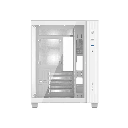 ID-Cooling Számítógépház - VIEW 500 WH (ablakos, venti nélkül, BTF, mATX, 1xUSB3.0, 1xUSB2.0, fehér)