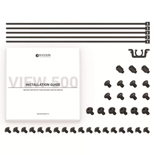 ID-Cooling Számítógépház - VIEW 500 (ablakos, venti nélkül, BTF, mATX, 1xUSB3.0, 1xUSB2.0, fekete)