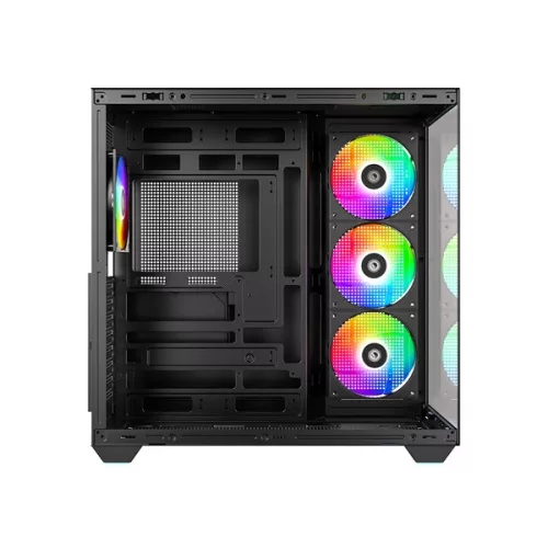 ID-Cooling Számítógépház - VIEW 510 ARGB (ablakos, 4x12cm A-RGB,  BTF, ATX, USB3.0, 1xUSB-C, fekete)