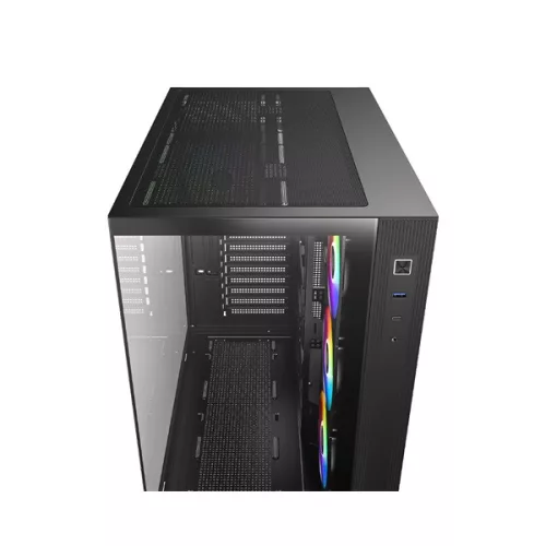 ID-Cooling Számítógépház - VIEW 510 ARGB (ablakos, 4x12cm A-RGB,  BTF, ATX, USB3.0, 1xUSB-C, fekete)