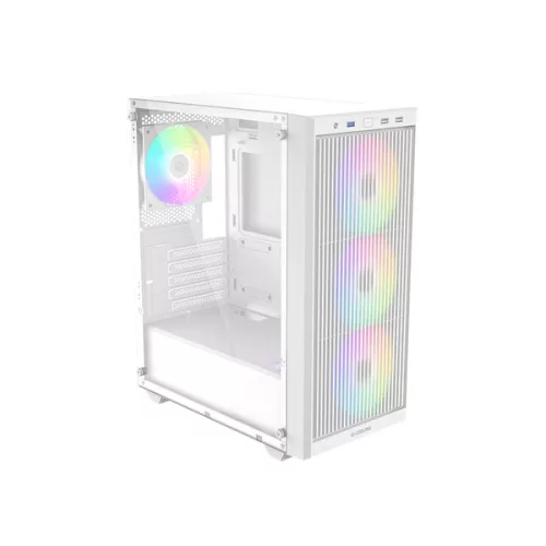 ID-Cooling Számítógépház - WARE 300 ARGB WH (ablakos, 4x12cm A-RGB, mATX, USB3.0, 1xUSB2.0, fehér)