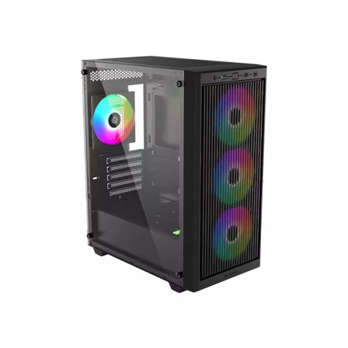 ID-Cooling Számítógépház - WARE 300 ARGB (ablakos, 4x12cm A-RGB, mATX, USB3.0, 1xUSB2.0, fekete)