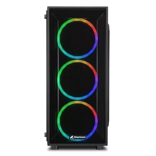 Sharkoon Számítógépház -  TG4M RGB (fekete; üveg oldal; alsó táp; ATX; 4x120mm RGB Ventillátor; 2xUSB3.0; I/O)