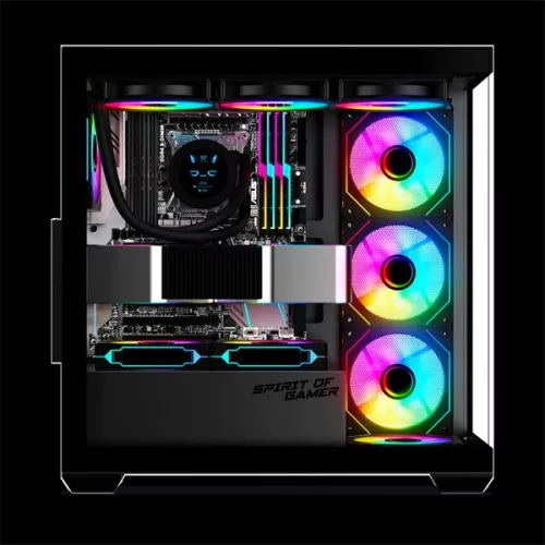 Spirit of Gamer Számítógépház - SPARK Black (fekete, ablakos, 9x12cm ventilátor, alsó táp,  ATX, 2xUSB3.0, 1xUSB-C)