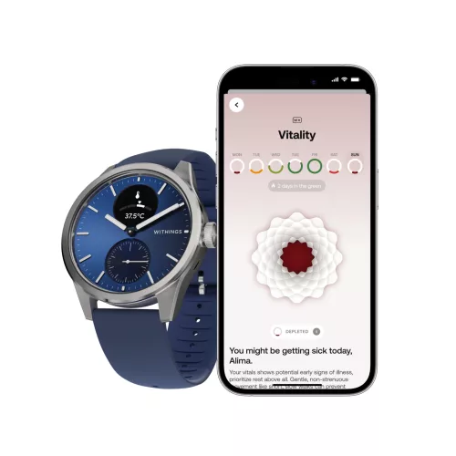 Withings Scanwatch 2 / 42mm (Activity, Sleep Tracker, ECG, Temperature, SPO2 / Stainless steel, fkm wristband, sapphire glass) - Blue