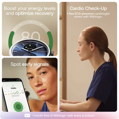 Withings Scanwatch 2 / 42mm (Activity, Sleep Tracker, ECG, Temperature, SPO2 / Stainless steel, fkm wristband, sapphire glass) - Blue