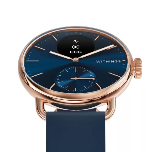 Withings Scanwatch 2 / 38mm (Activity, Sleep Tracker, ECG, Temperature, SPO2 / Stainless steel, fkm wristband, sapphire glass) - Blue