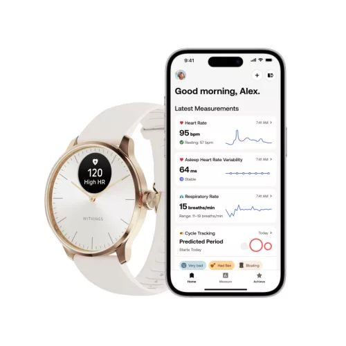 Withings Scanwatch Light / 37mm  (Activity, Sleep Tracker / Stainless steel, fkm wristband, sapphire glass) - Sand