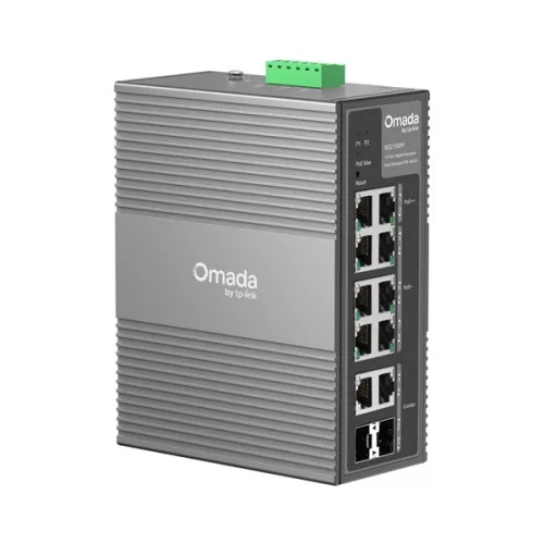 TP-LINK OMADA Switch Ipari 6x1000Mbps(POE+) + 2x1000Mbps(POE++) + 2xGigabit kombó SFP Fémházas, IES210GPP