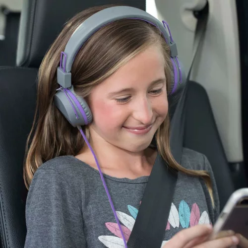 JLab JBuddies Studio Kids Vezetékes Mikrofonos Gyerek Headset - Szürke / Lila