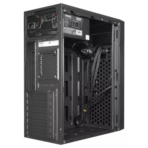 Everest Számítógépház -  K210 Peak 250W (fekete; Micro ATX / ATX/MINI-ITX, 250W táp, 2xUSB2.0 )