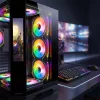 Rampage Számítógépház - NOVA (fekete; üveg; ATX; 9,17" TFT kijelző, 7x120mm RGB, 1xUSB3.0 + 1xUSB2.0)