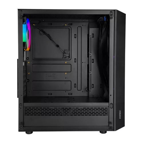 Everest Számítógépház -  BUMPY (fekete; plexi; ATX; alsó táp; 1x120mm LED; 1xUSB3.0 + 2xUSB2.0, I/O; porszűrő)