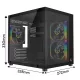 Rampage Számítógépház - LUMID (fekete; ablakos; mATX, alsó táp, 3x120mm A-RGB)