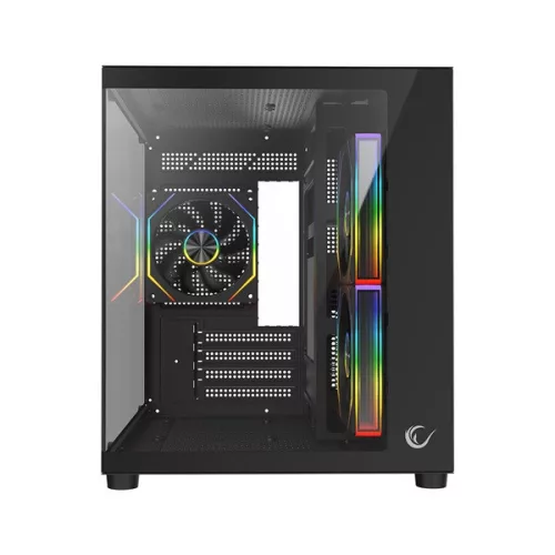 Rampage Számítógépház - LUMID (fekete; ablakos; mATX, alsó táp, 3x120mm A-RGB)