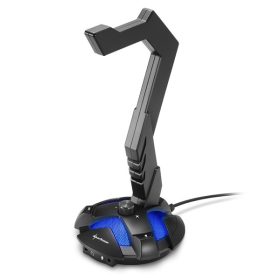   Sharkoon Fejhallgató állvány - X-Rest 7.1 (PC/PS4, beépített 7.1 hangkártya, USB, 120x120x260 mm, műanyag, fekete)