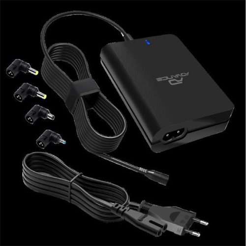 Advance Notebook töltő - Universal Charger for HP Laptops (90W, 5 csatlakozó, automata feszültség érzékelés, fekete)
