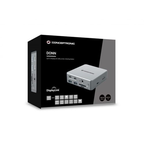 Conceptronic Notebook Dokkoló - DONN25G (USB-C to HDMI/DP/USB-C PD/USB-A/SD/TF/RJ45/Audio)