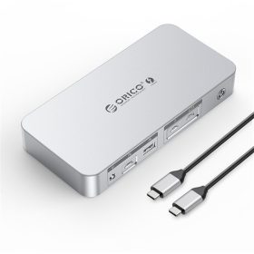   Orico Notebook Dokkoló - TB4-SV (Bemenet: Thunderbolt, Kimenet: HDMI/DP/3,5mm Jack/RJ45/USB-A+C/PD85W, sötétszürke)