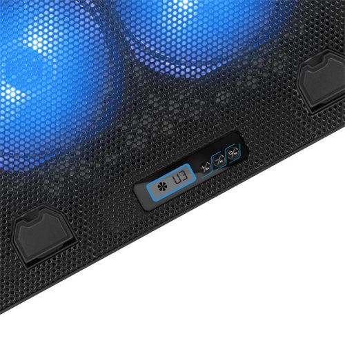 Rampage Notebook Hűtőpad 17"-ig - AD-RC44 SNOW (max 22 dbA, 86,6 m3/h, fém rács; 2x15cm venti, 2xUSB, LCD kijelző)