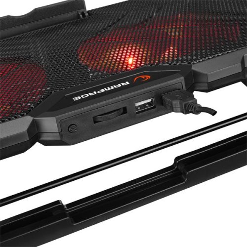 Rampage Notebook Hűtőpad 17"-ig - AD-RC12 GAMEZONE (2*12cm venti, 100rpm, RGB LED) Fekete