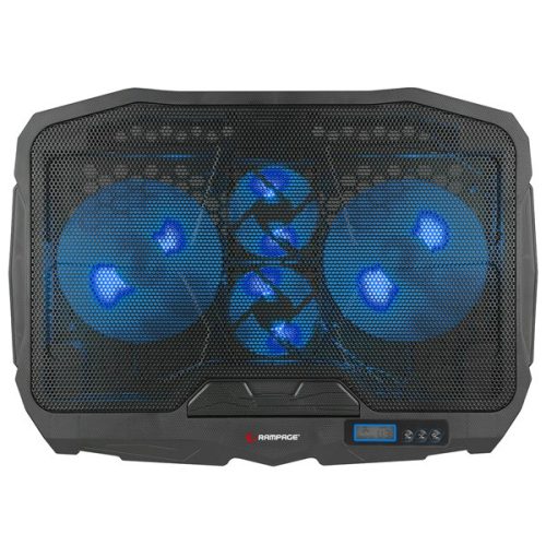 Rampage Notebook Hűtőpad 17"-ig - AD-RC4 Blue (fém rács; 2x12,5cm+2x7cm venti, kék)