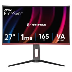   Rampage Monitor 27" - VOYAGER (VA, 165Hz, 1ms, 16:9, 1920x1080, 250cd/m2, 2xHDMI, DisplayPort, fekete, FreeSync, ívelt)