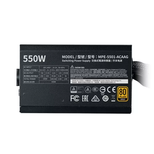 Cooler Master 550W - MWE Gold 550 - MPE-5501-ACAAG-EU - 80+ Gold  - ATX 3.1 - Nem moduláris - Fekete Tápegység