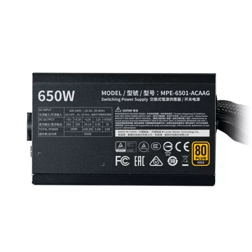 Cooler Master 650W - MWE Gold - MPE-6501-ACAAG-EU - 80+ Gold - ATX 12V Ver. 2.41 -  Moduláris - Fekete Tápegység