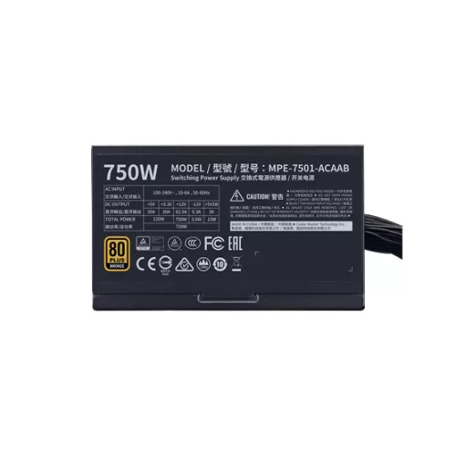 Cooler Master 750W - MWE Bronze V2 750 - MPE-7501-ACAAB-EU - 80+ Bronze - ATX 12V V2.52 - Fekete Tápegység