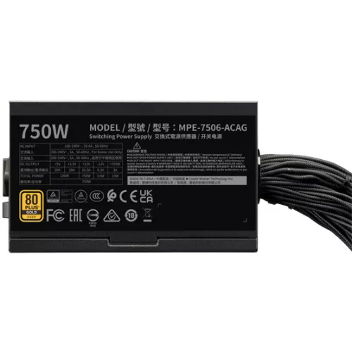 Cooler Master 750W - MWE Gold 750 v3 - MPE-7506-ACAG-BEU - 80+ Gold - ATX 3.1 - Nem moduláris - Fekete Tápegység