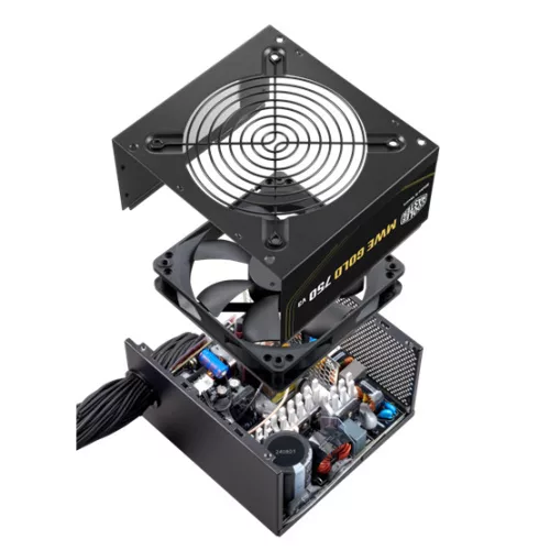 Cooler Master 750W - MWE Gold 750 v3 - MPE-7506-ACAG-BEU - 80+ Gold - ATX 3.1 - Nem moduláris - Fekete Tápegység