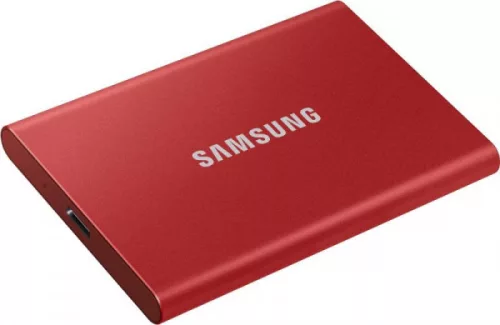 SAMSUNG SSD Külső, 2TB, T7, Metál Piros, USB 3.2