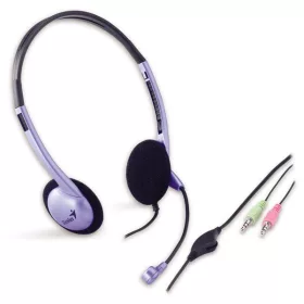   Genius Fejhallgató - HS-02B (3.5mm Jack, hangerőszabályozó, mikrofon, lila-fekete)